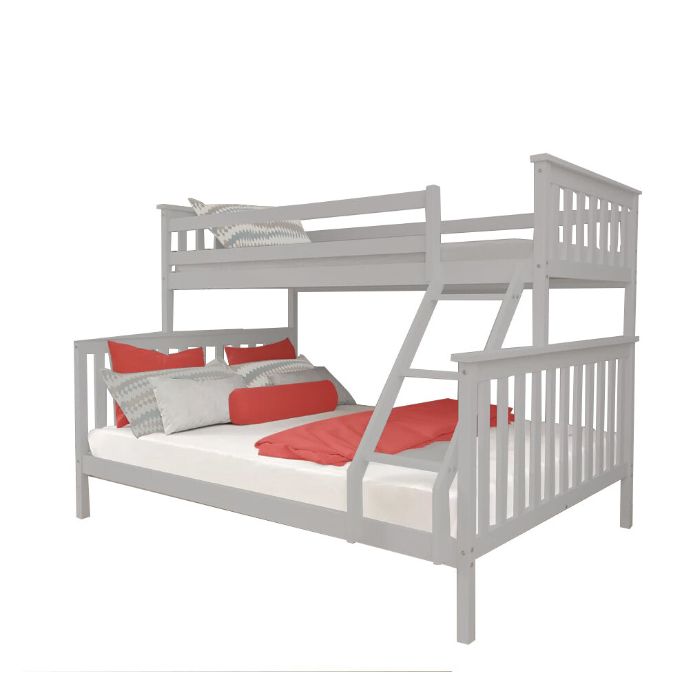 (Grey) Triple Sleeper Bunk Bed Wooden Large (double and single) Can be set up as single bed and double bed