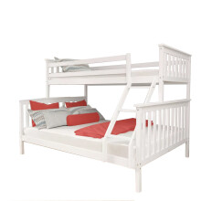 (White) Triple Sleeper Bunk Bed Wooden Large (double and single) Can be set up as single bed and double bed