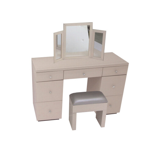 (Pink Dressing Stool) Pink Mirrored Dressing Console Table Mirror Stool 1