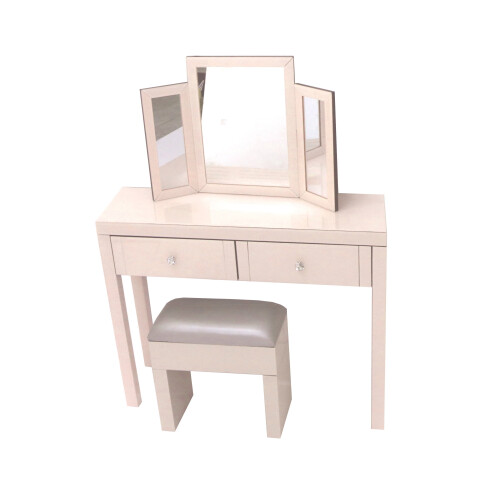 (Pink Dressing Stool) Pink Mirrored Dressing Console Table Mirror Stool 2