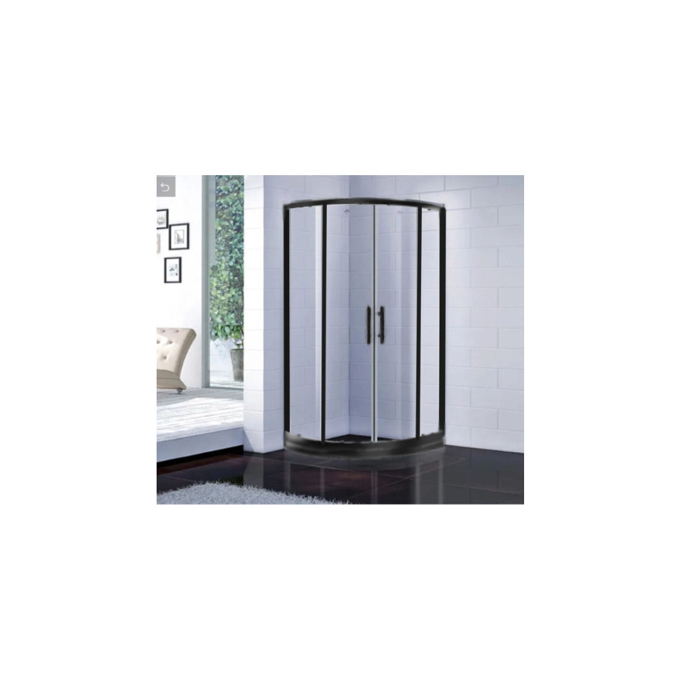 (800mm Quadrant Black) Quadrant Shower Enclosure 700 800 900 Black or Chrome Walk In Corner Cubicle