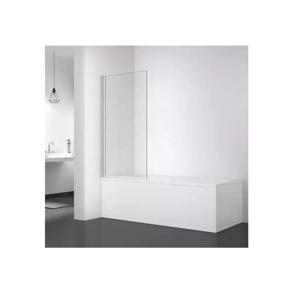 (Clear Chrome 800Mm) Bath Shower Screen Black Tint, Chrome Or Grid Folding Glass Panel 800 By 1400Mm 5060725148741