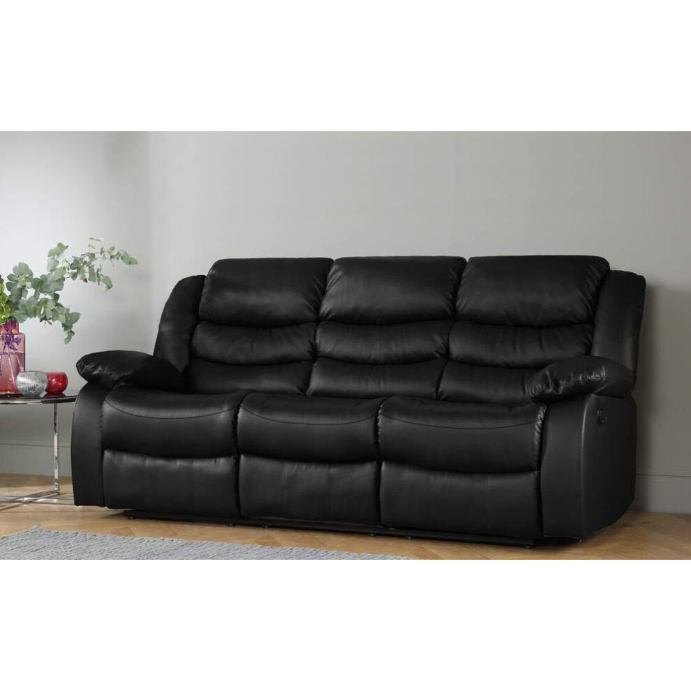 (3 Seater Sofa) Black Recliner Sofa Leather bonded Reclining Lazyboy Sofa Suite Sofas Chair 3 2 or 1