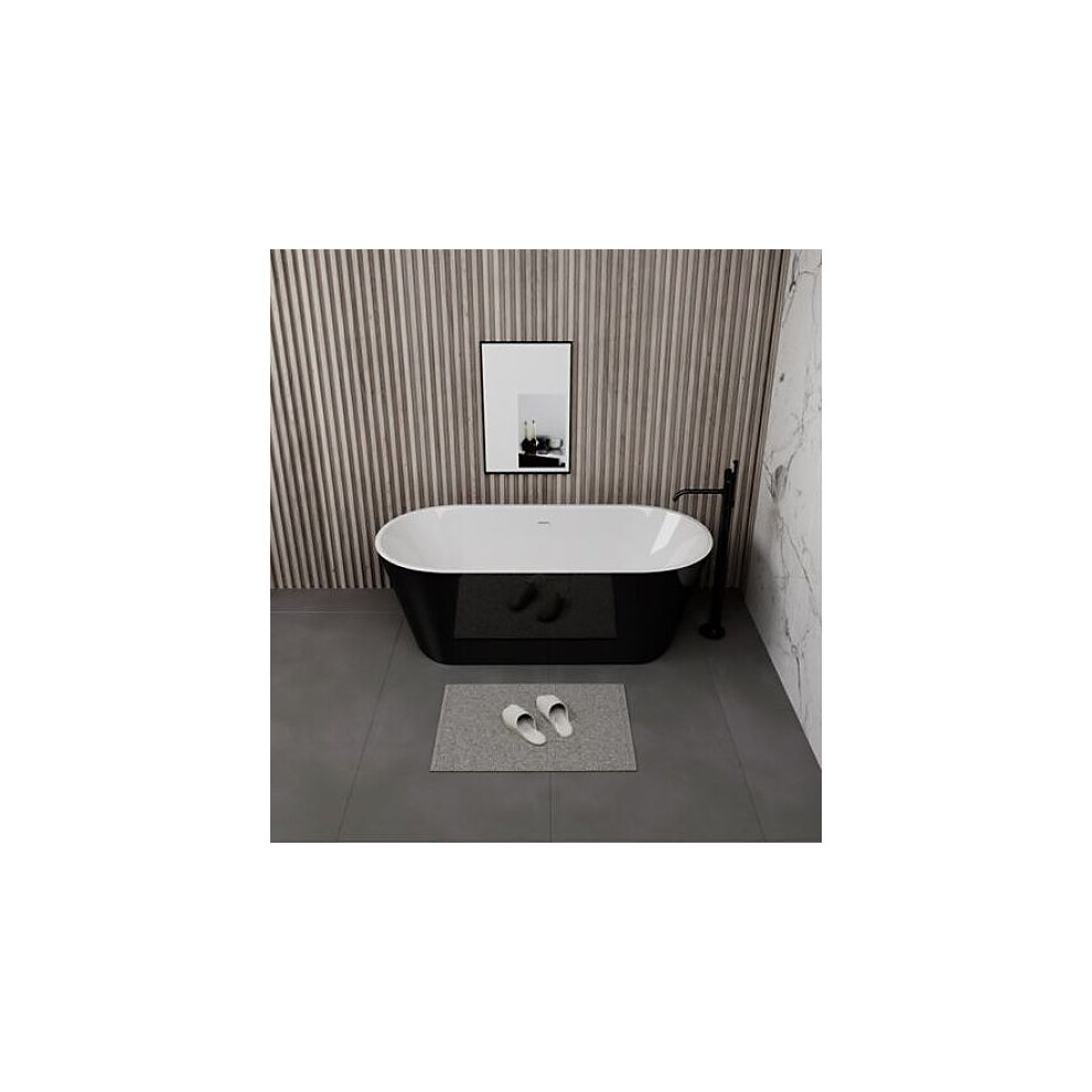 (Round 1600Mm Black) Freestanding Double - Ended Bath Luxury Acrylic Bathtub & Waste White 1600 - 1700Mm 5060783193844