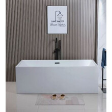 (Square 1700mm White) Freestanding Double - Ended Bath Luxury Acrylic Bathtub & Waste White 1600 - 1700mm