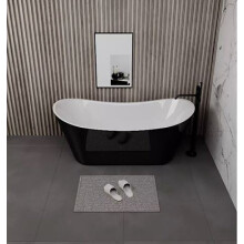 (Curved 1700mm Black) Freestanding Double - Ended Bath Luxury Acrylic Bathtub & Waste White 1600 - 1700mm