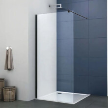 (1400mm Screen No Extras) Walk In Shower Screen Black or Enclosure Flipper Wet Room 8mm Easy Clean Glass