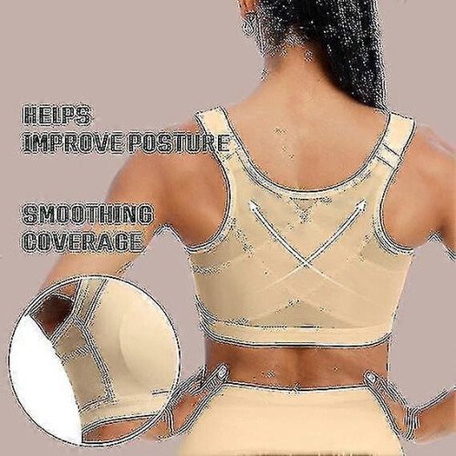 (L, WHITE) Post Surgical Bra Front Closure Post Surgery Compression Bras 1