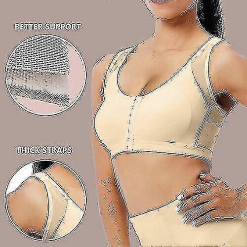 (L, WHITE) Post Surgical Bra Front Closure Post Surgery Compression Bras 2