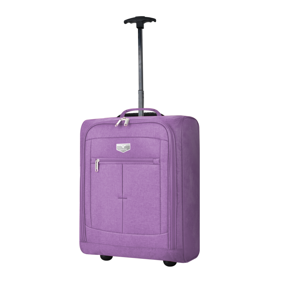 (Lilac) LUGG EasyJet 45x36x20 Carry-On Suitcase, Underseat Cabin Bag, Lightweight Hand Luggage 1.4kg 33L, Durable 600D Polyester,Push-Up Trolley
