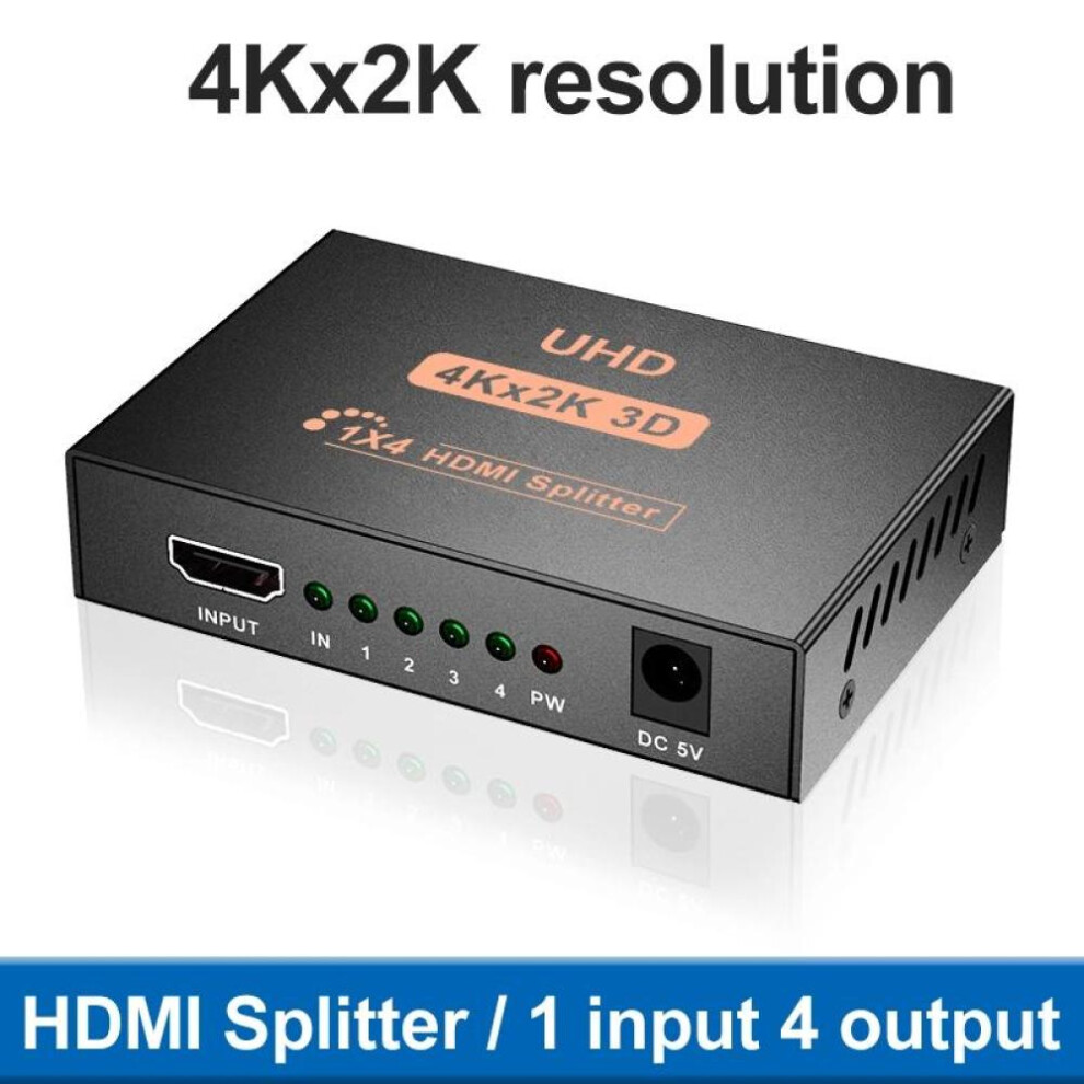 (1 in 4 out 4K) 1 in 4 out 4K 1080P HDMI Splitter 1x4 Video HDMI Distributor  HDMI Switcher Duplicate Screen Amplifier for HD TV DVD PS3 Xbox
