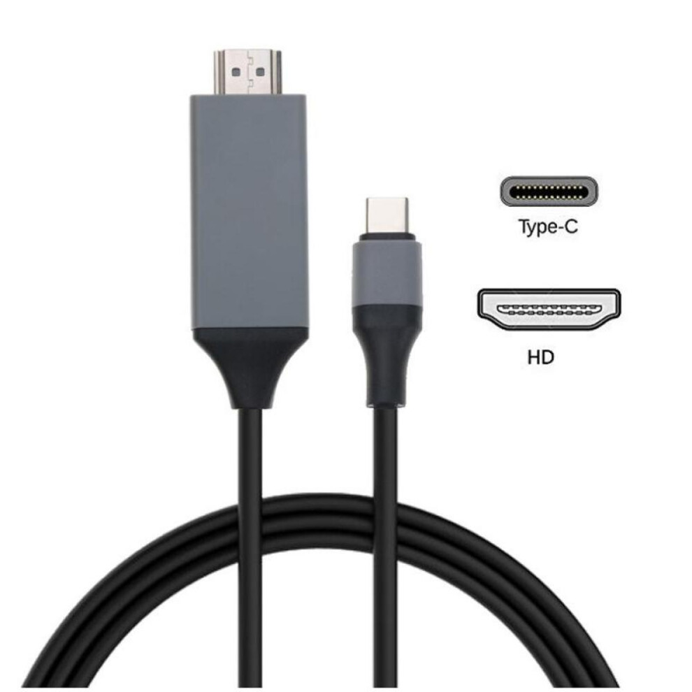 (Black) USB 3.1 Type C to HDMI Adapter Converter Male to Male 2M USB C To HD 30Hz 4k HD-MI Cable for MacBook Samsung Galaxy S9/S8 Huawei