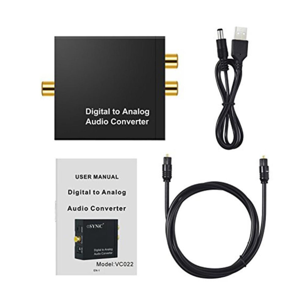 Digital to Analog Audio Converter 3.5mm Jack Optical Right Left Channel For HDTV