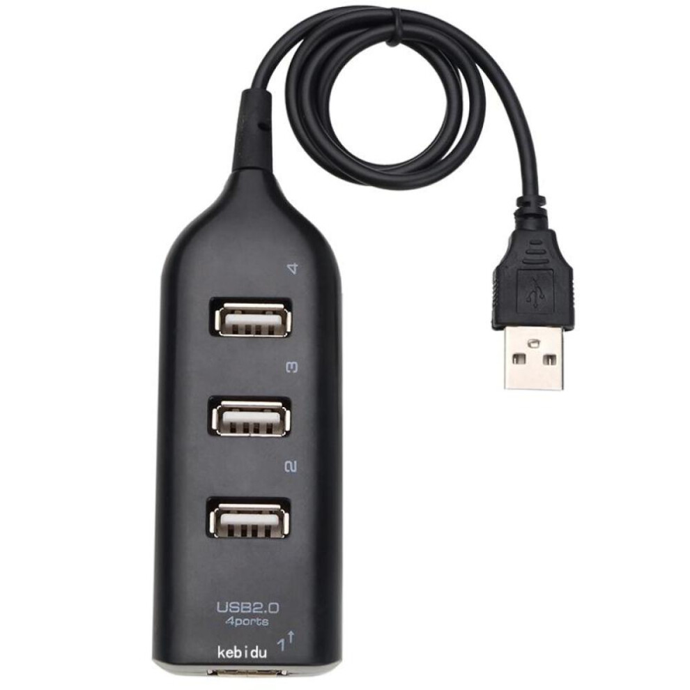 (Black) 4 Port USB 1.1 High Speed Mini Hub Socket Pattern for Laptop PC