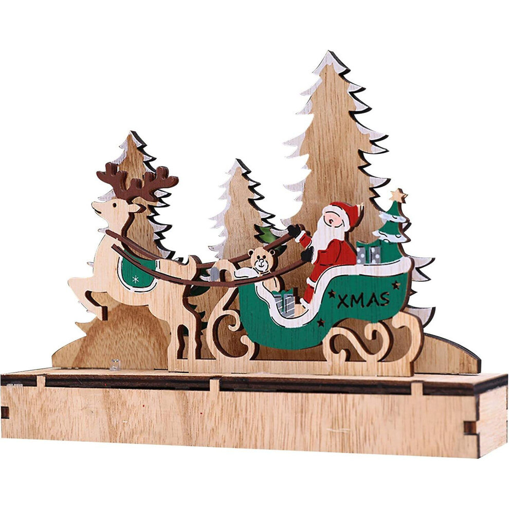Wooden Christmas Table Decoration With Lights - Letter Christmas Moose Santa Ornament - Perfect For Home, Office, And Fireplace Decoration (design: A)-image-OPC-PFQK8ZR-NEW