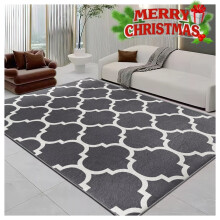 (160cm x 230cm (5ft 3" x 7ft 6")- Large Area Living Room Bedroom Rug Printed Carpet) Non-Slip Grey Rugs Carpet Hallway Runner Door Mats