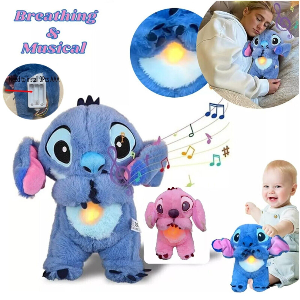 Stitch Kid Breathing Musical Soothing Doll Sleep Toys Relief Plush Toys