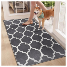 (60cm x 110cm (2ft x 3ft 7")- Large Printed Doormat/Bath Bathroom Mat) Non-Slip Grey Rugs Carpet Hallway Runner Door Mats