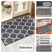 (40cm x 60cm ( 1 ft 4" x 2 ft)- Small Printed Door Mat/Bath Bathroom Mat) Non-Slip Grey Rugs Carpet Hallway Runner Door Mats