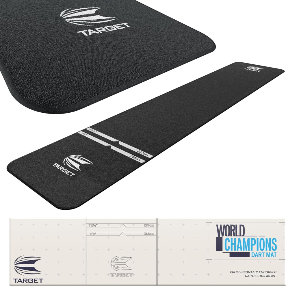 TARGET Darts Dart Mat - World Champions/INK/Mod | Dart Oche Mat with Soft Tip and Steel Tip Throw Line Distances | Non Slip Carpet Mats for Floor