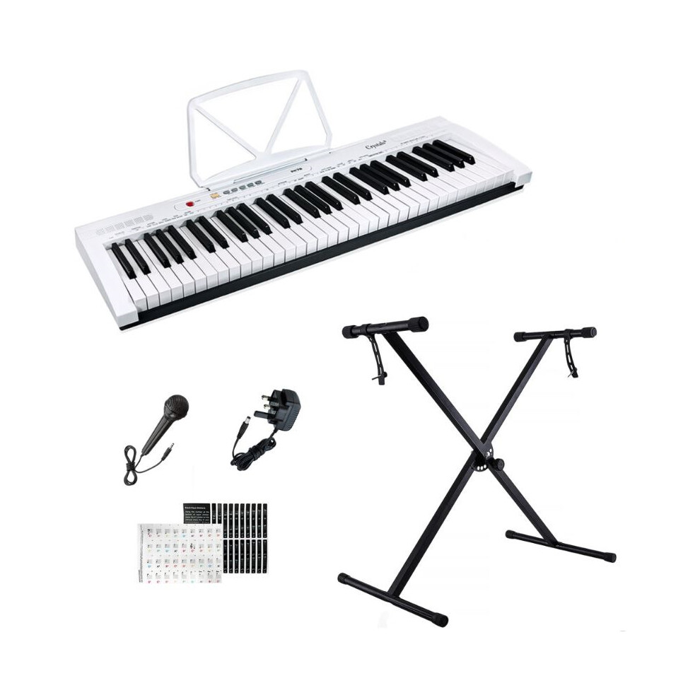61 Keys Electronic Keyboard Digital Music Piano Instrument, Mic, Stand
