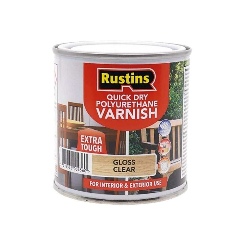 Rustins Quick Dry Polyurethane Varnish Extra Tough Gloss Clear 2.5L