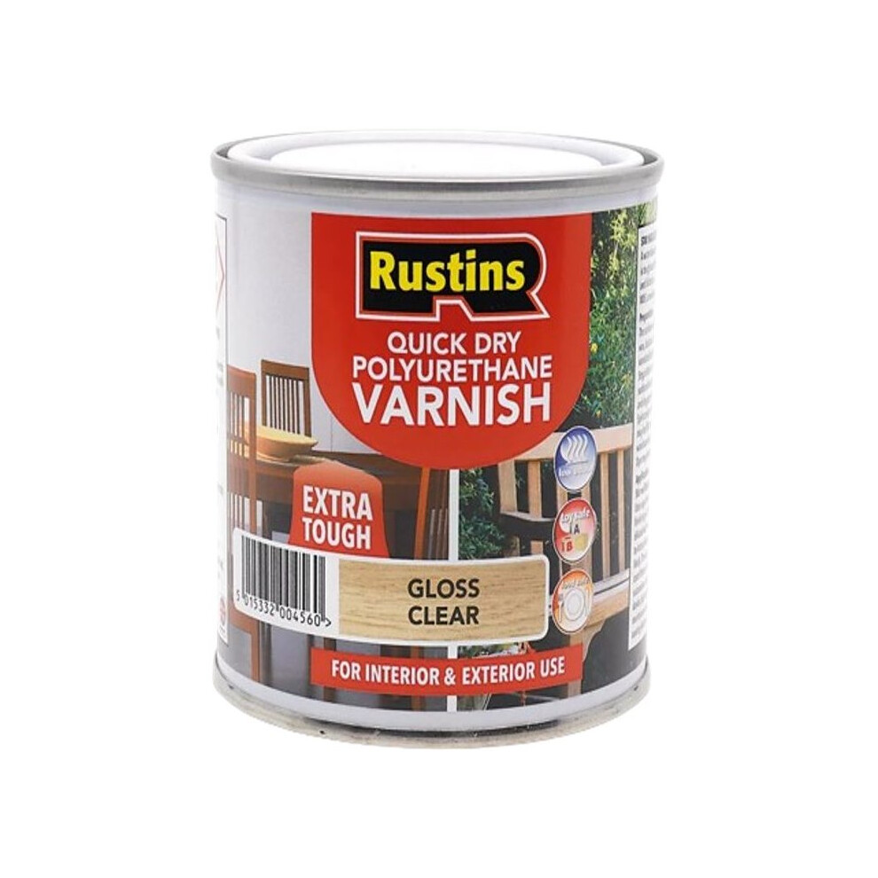 Rustins Quick Dry Polyurethane Varnish Extra Tough Gloss Clear 5L