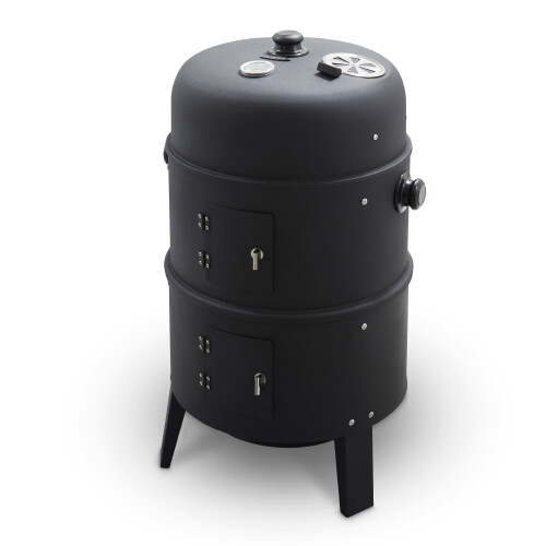Tower 2-In-1 Smoker Grill, Charcoal & Smoker, Heat Resistant Steel Body, Airflow Vent & Temperature Gauge, Black T978573