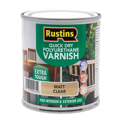 Rustins Rustins Quick Dry Polyurethane Varnish Extra Tough Matt Clear 1Litre