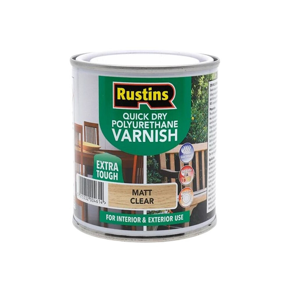 Rustins Quick Dry Polyurethane Varnish Extra Tough Matt Clear 1Litre