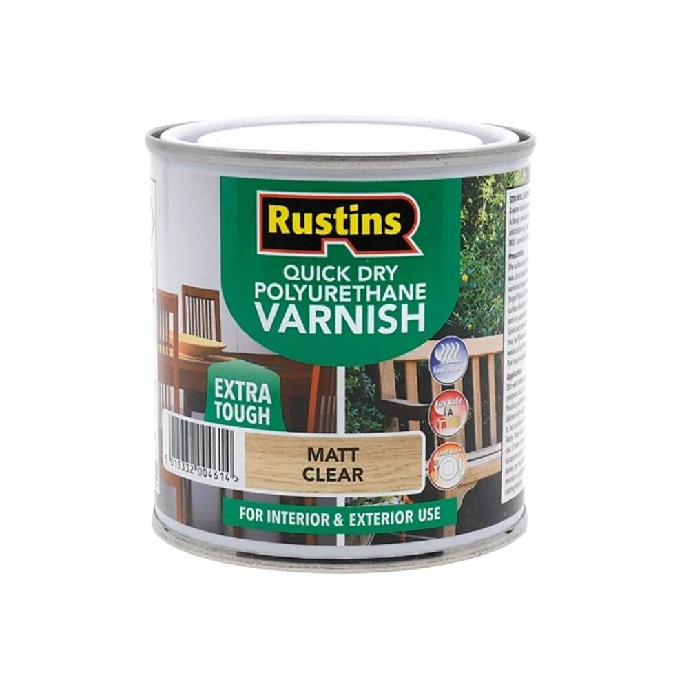 Rustins Quick Dry Polyurethane Varnish Extra Tough Matt Clear 2.5L