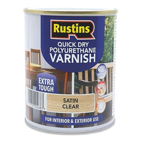 Rustins Rustins Quick Dry Polyurethane Varnish Extra Tough Satin Clear 5L