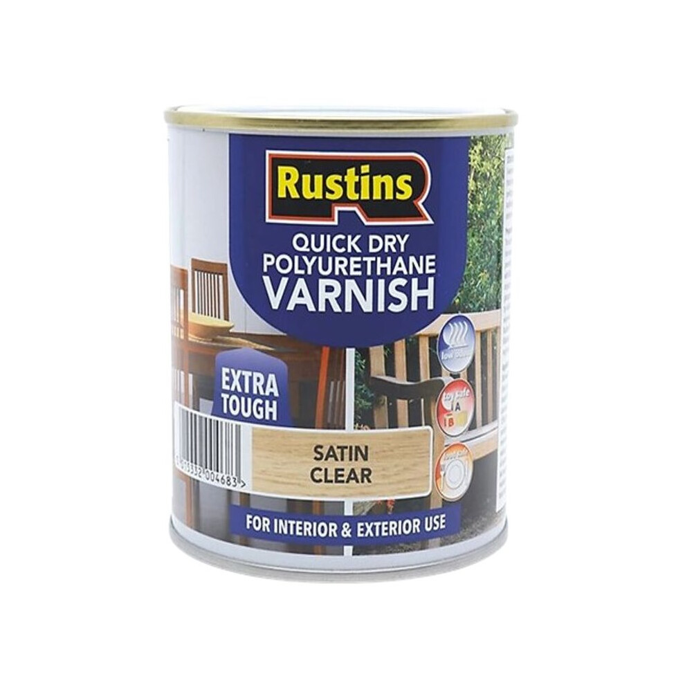 Rustins Quick Dry Polyurethane Varnish Extra Tough Satin Clear 5L