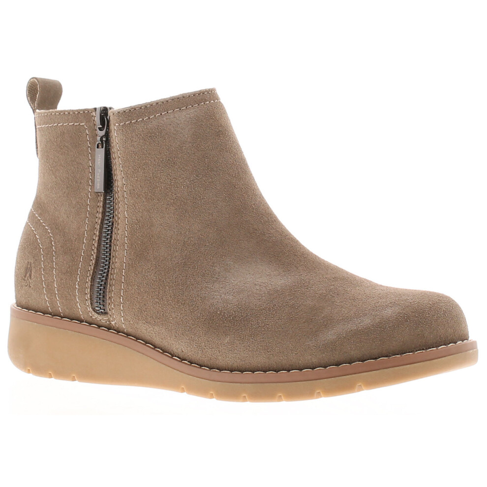 (Beige, 3 (Adults')) Hush Puppies Womens Boots Ankle Libby Suede Leather Zip taupe UK Size