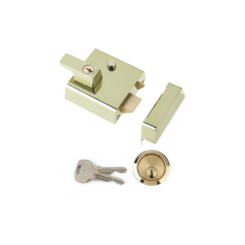 Yale Double Locking Nightlatch 60mm Brass Finish High Security B-1-BLX-PB-60