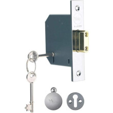Yale 5 Lever Mortice Deadlock High Security Polished Chrome 3 Inch 76 mm