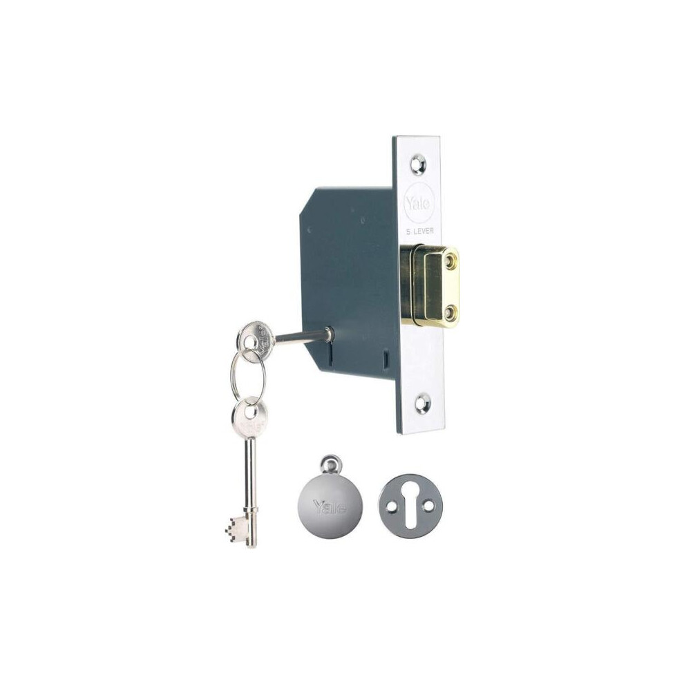 Yale 5 Lever Mortice Deadlock High Security Polished Chrome 3 Inch 76 mm