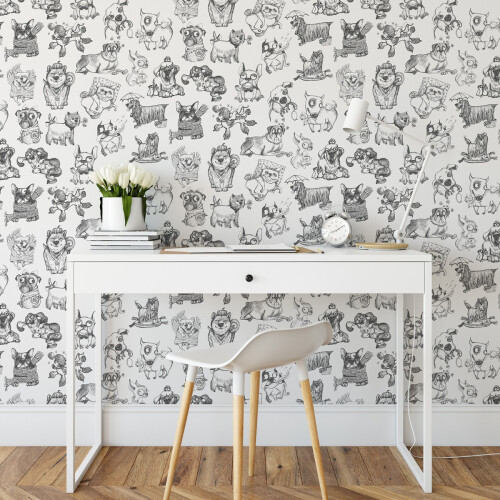 Muriva Pooches Wallpaper Mono Muriva 102577 2