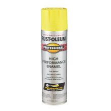 Rust-Oleum 7543838 Professional High Performance Enamel Spray Paint, 15 Oz, Gloss Safety Yellow
