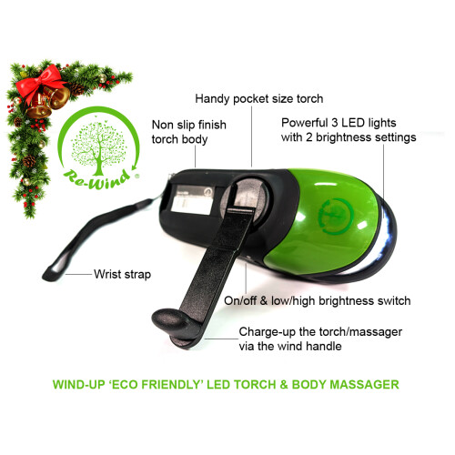 Re-Wind Wind-Up Led Torch Flashlight with Non-Slip Finish, Wrist Strap 2