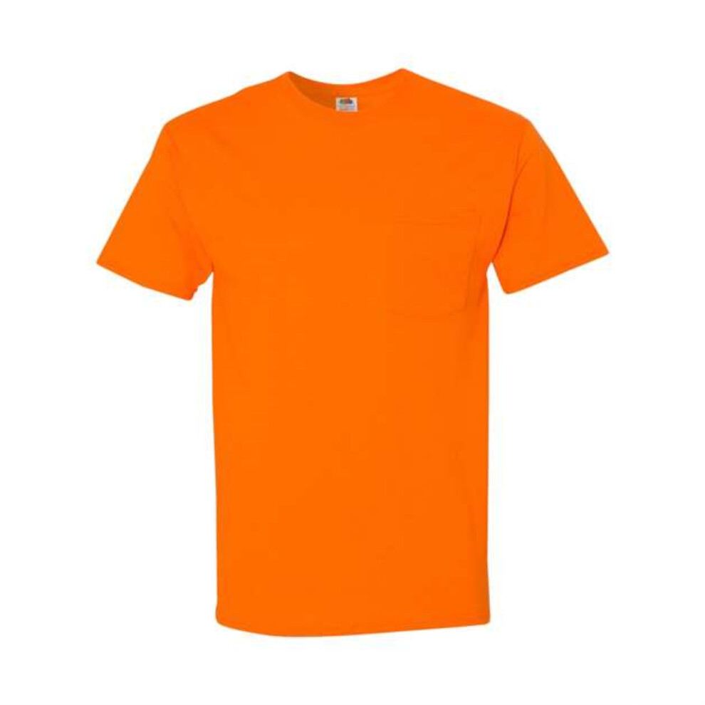 Fruit of the Loom HD Cotton TShirt with a Pocket  Safety Orange  M