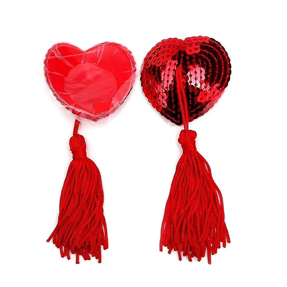 (Red) Sexy Tassel Pasties Nipple Cover Stick On Breast Bra Lingerie