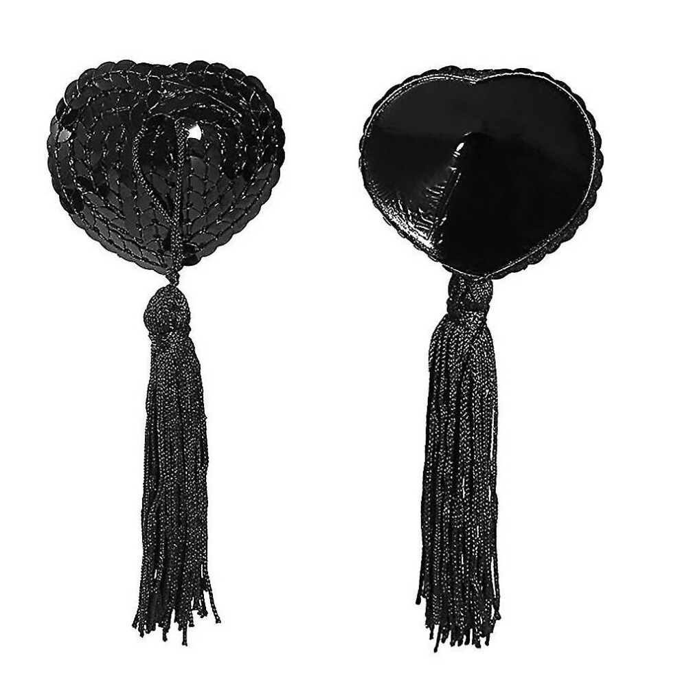 (Black) Sexy Tassel Pasties Nipple Cover Stick On Breast Bra Lingerie
