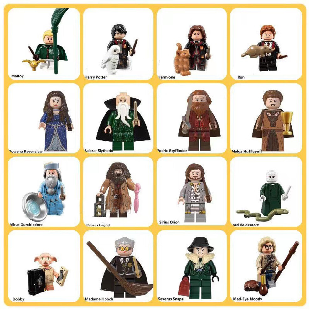 Bonxaif 16Pcs Harry Potter Minifigure Toy Set Building Blocks For Kids