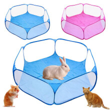 (Blue) Folding Pet Cat Playpen Rabbit Hamster Indoor Outdoor Guinea Pig Run Portable