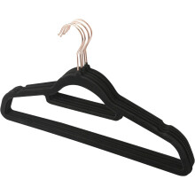 (Pack Of 50) MantraRaj Velvet Coat Hangers Black With Tie Hanger Nonslip Space Saving Adult Clothes Hangers with Swivel Hook