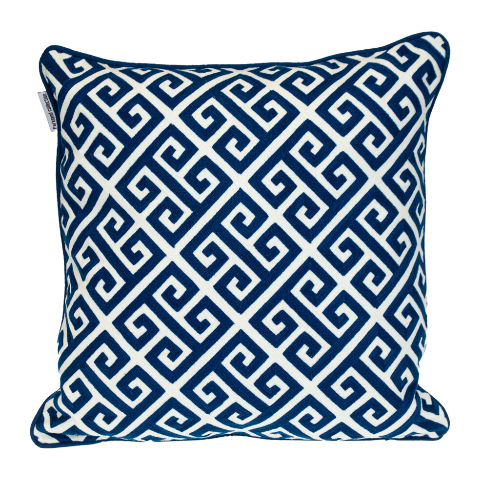 Coussin Carr 20 X 20 Cm De La Collection Parkland Motif De Cl Grecque Transitionnelle Bleue-image