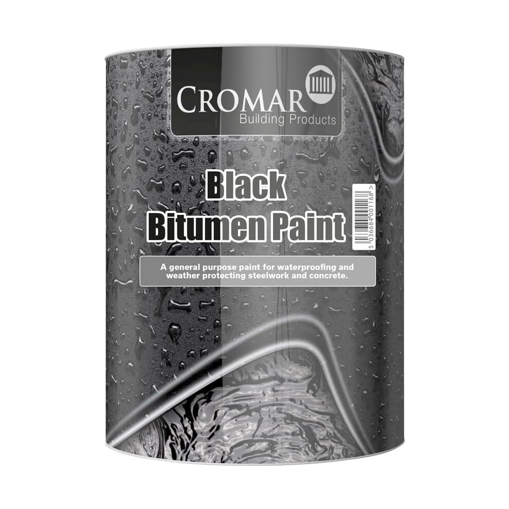 CROMAR Black Bitumen Paint WaterProof WeatherProof 1Ltr