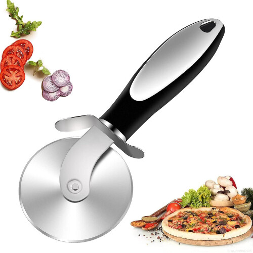 Stainless Steel Pizza Roller, Professional And Safe Pizza Wheel, Handy Pizza Cutter With Finger Protection, With Non-slip Ergonomic Handle