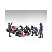 Formula One F1 Pit Crew 7 Figure Set Team Blue Release III for 118 Scale Models by American Diorama